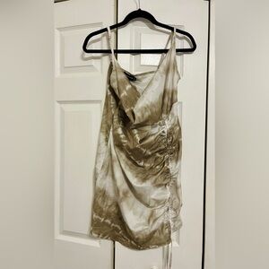 PrettyLittleThing Khaki Tie Dye Dress